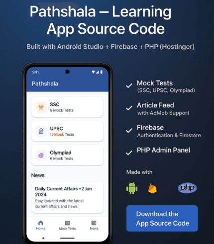 Pathshala - Learning App Source Code (Android Studio+ Php+ Firebase)
