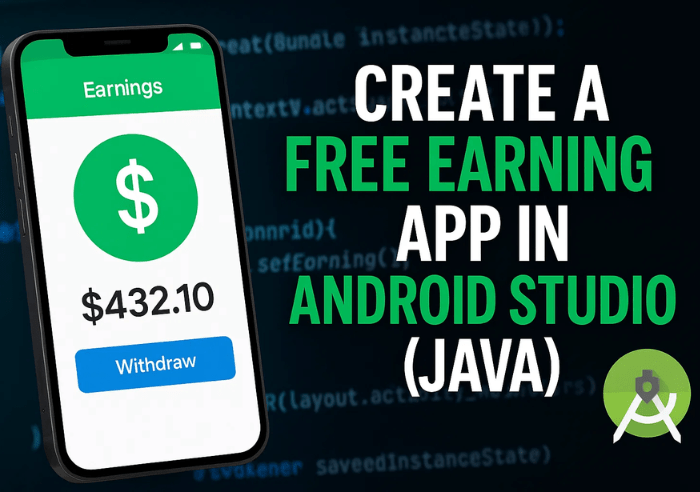 create a free earning apps in Android Studio Using Java