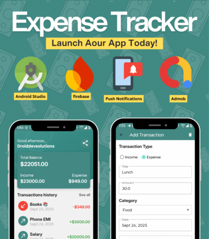 expense tracker app source code, expense manager android source code, android expense tracker firebase, budget planner app code, play store ready app source code,expense tracker android app source code